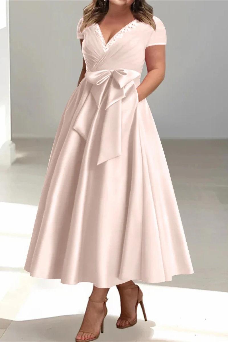 A Line V Neck Mother of the Bride Dresses with Pockets CM0350 - COCOMELODY