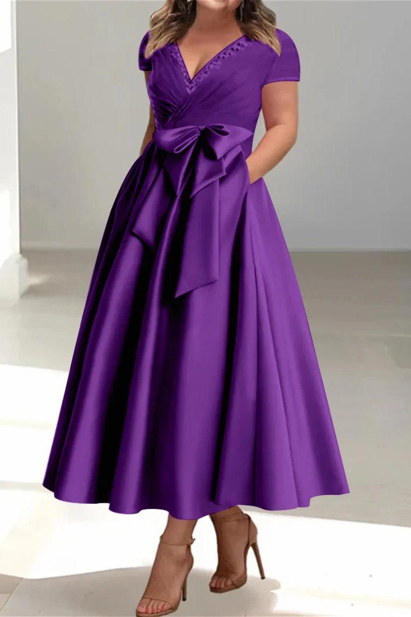 A Line V Neck Mother of the Bride Dresses with Pockets CM0350 - COCOMELODY
