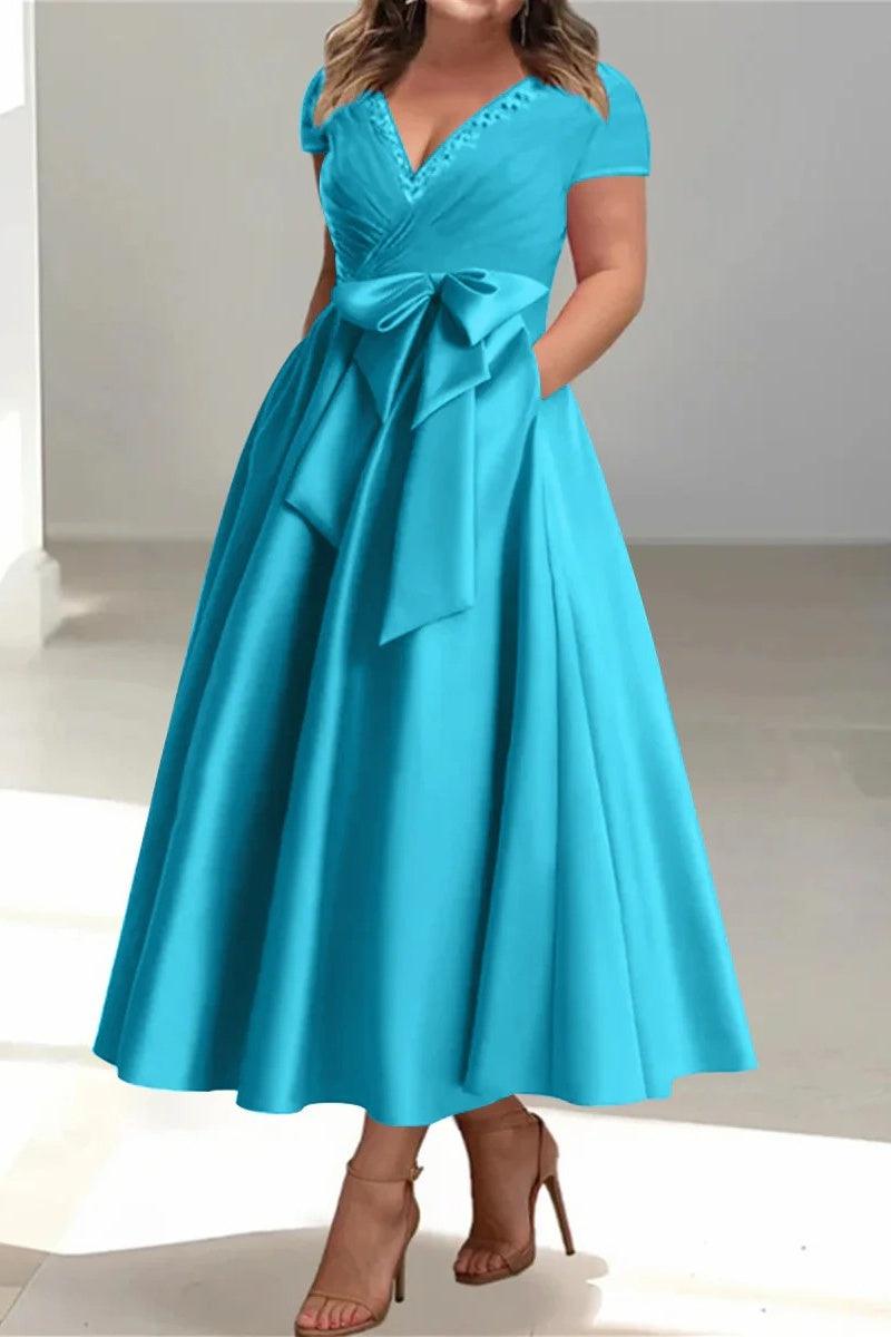 A Line V Neck Mother of the Bride Dresses with Pockets CM0350 - COCOMELODY