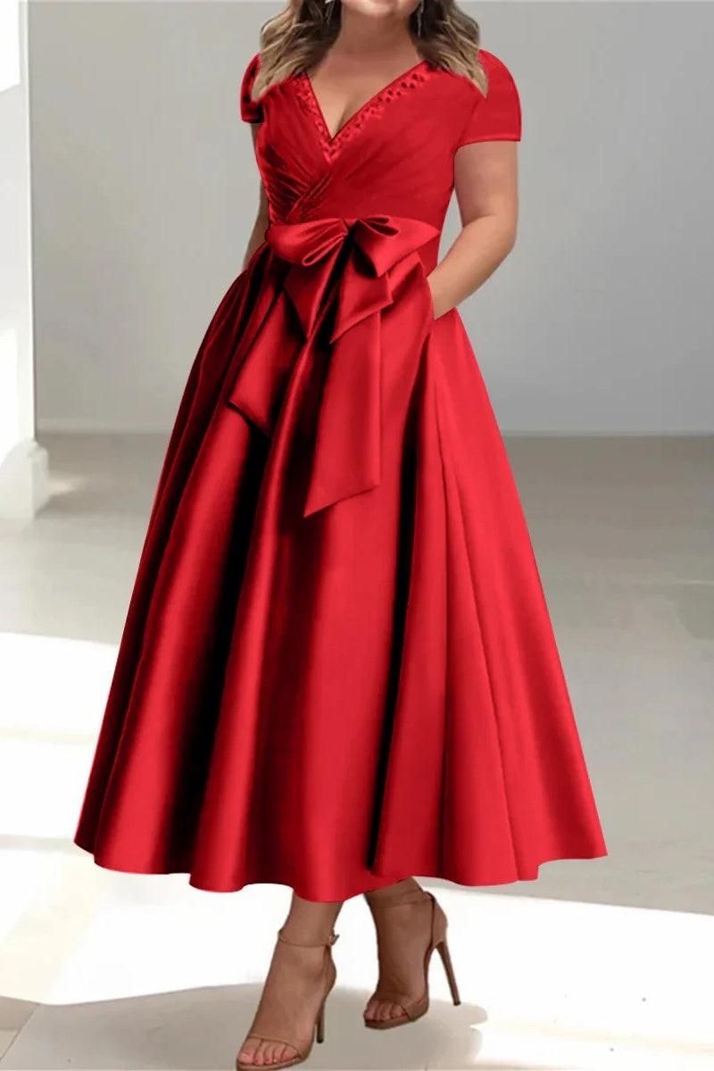 A Line V Neck Mother of the Bride Dresses with Pockets CM0350 - COCOMELODY