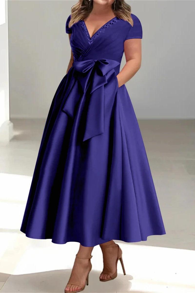 A Line V Neck Mother of the Bride Dresses with Pockets CM0350 - COCOMELODY