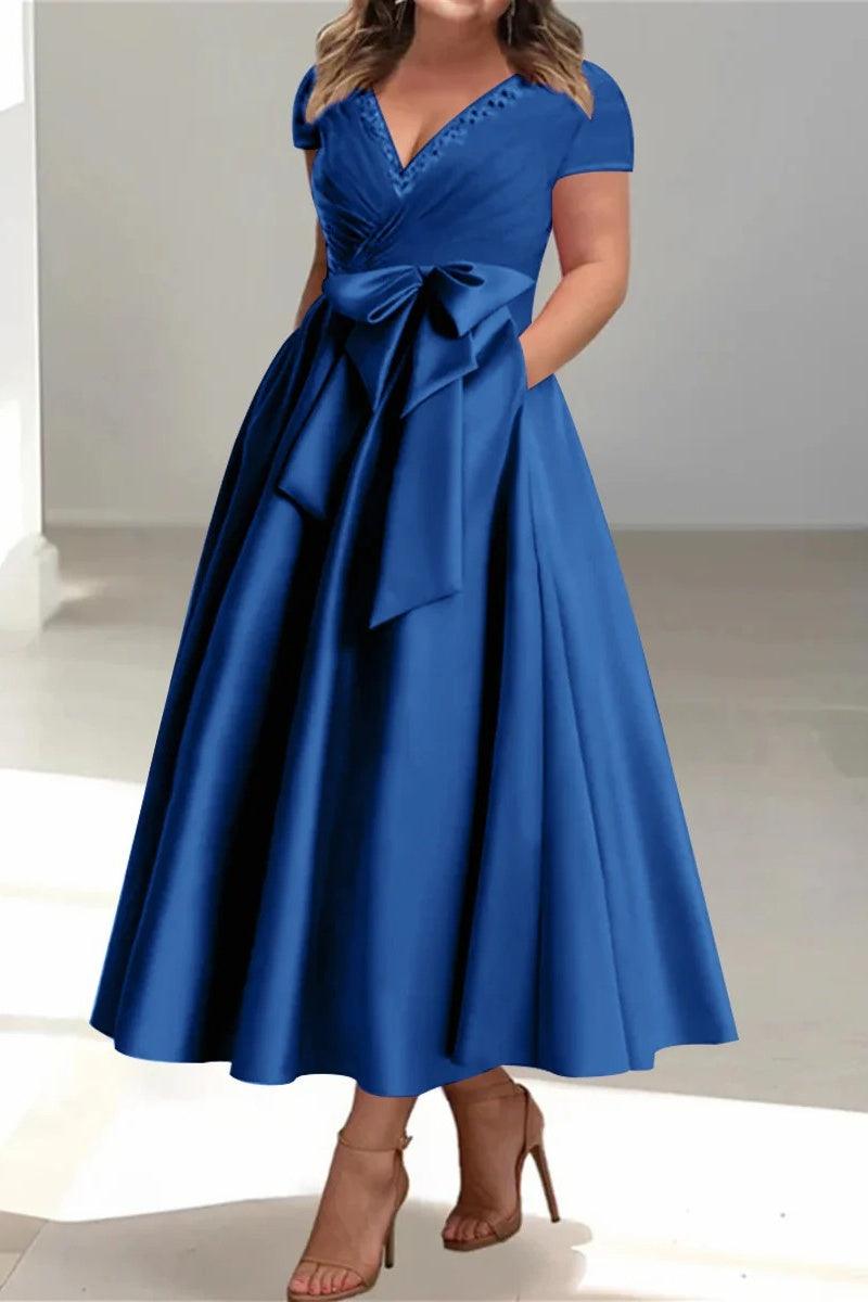 A Line V Neck Mother of the Bride Dresses with Pockets CM0350 - COCOMELODY