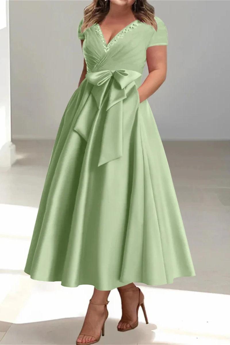 A Line V Neck Mother of the Bride Dresses with Pockets CM0350 - COCOMELODY