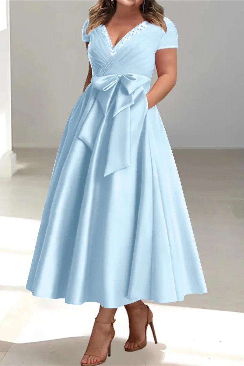A Line V Neck Mother of the Bride Dresses with Pockets CM0350 - COCOMELODY