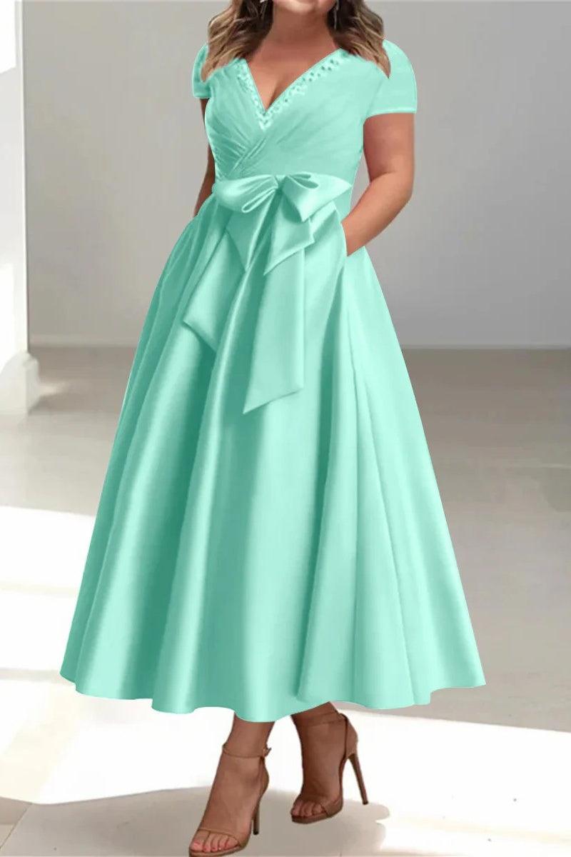 A Line V Neck Mother of the Bride Dresses with Pockets CM0350 - COCOMELODY