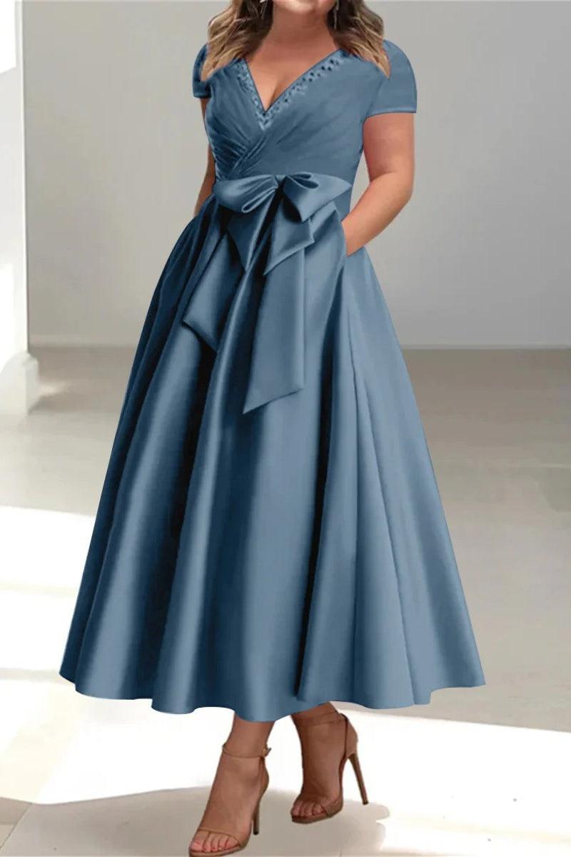 A Line V Neck Mother of the Bride Dresses with Pockets CM0350 - COCOMELODY