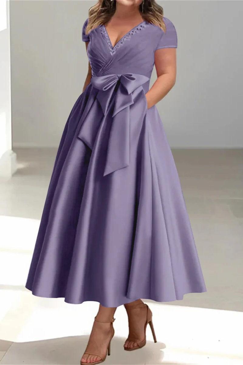 A Line V Neck Mother of the Bride Dresses with Pockets CM0350 - COCOMELODY