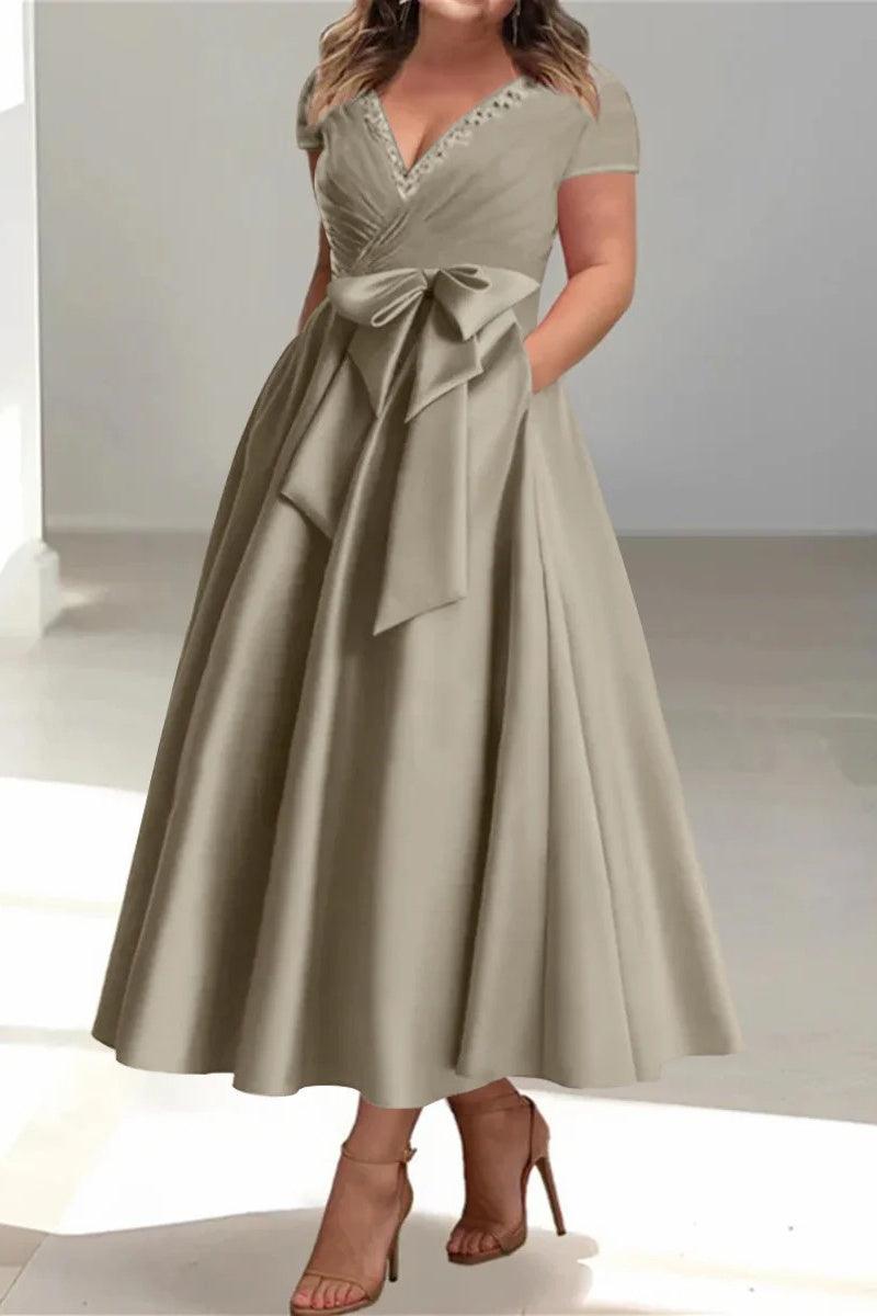 A Line V Neck Mother of the Bride Dresses with Pockets CM0350 - COCOMELODY