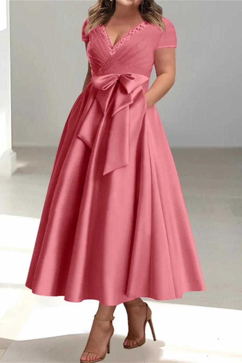 A Line V Neck Mother of the Bride Dresses with Pockets CM0350 - COCOMELODY