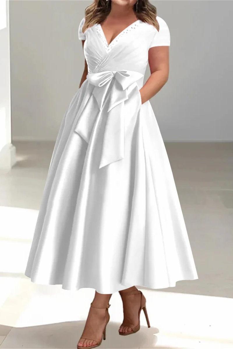 A Line V Neck Mother of the Bride Dresses with Pockets CM0350 - COCOMELODY