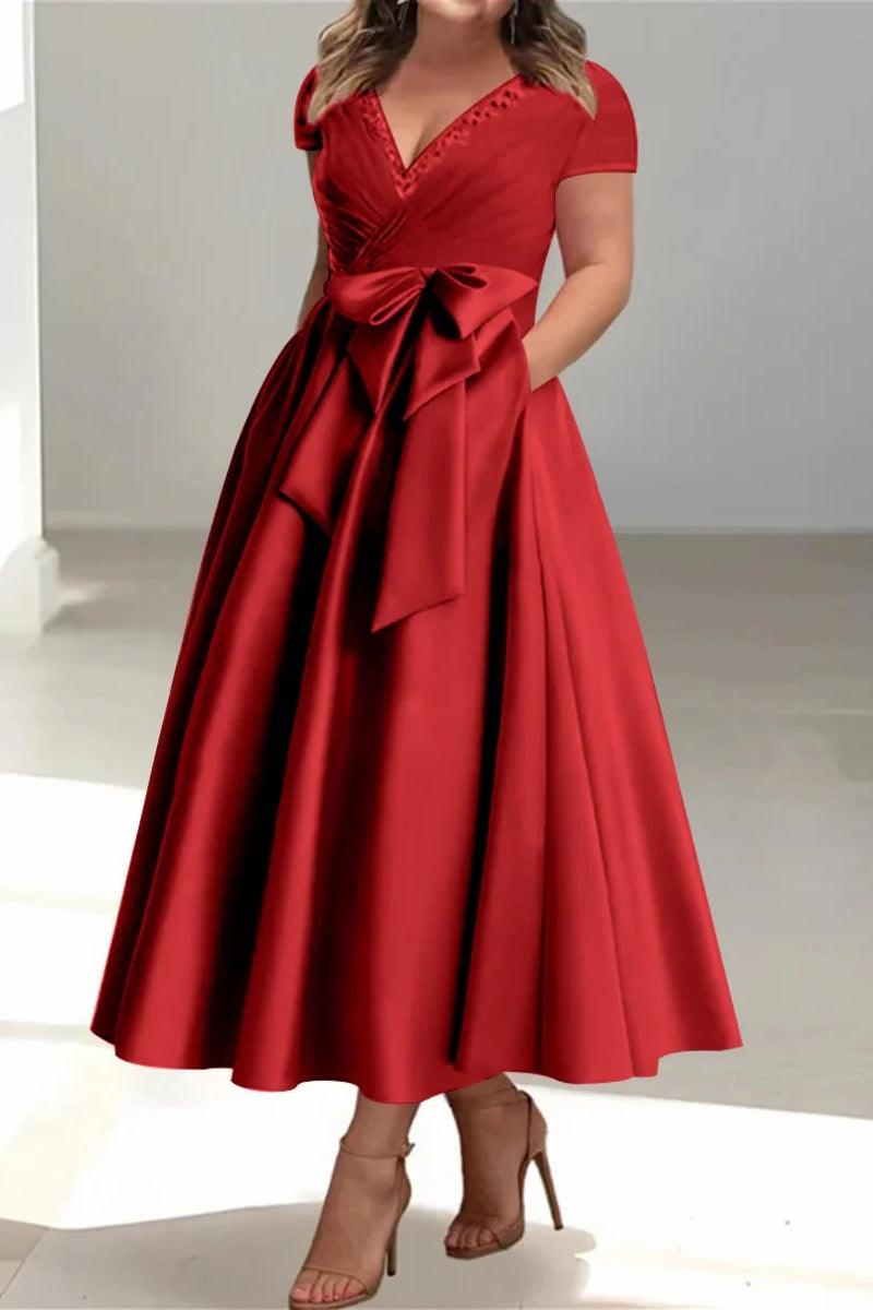 A Line V Neck Mother of the Bride Dresses with Pockets CM0350 - COCOMELODY