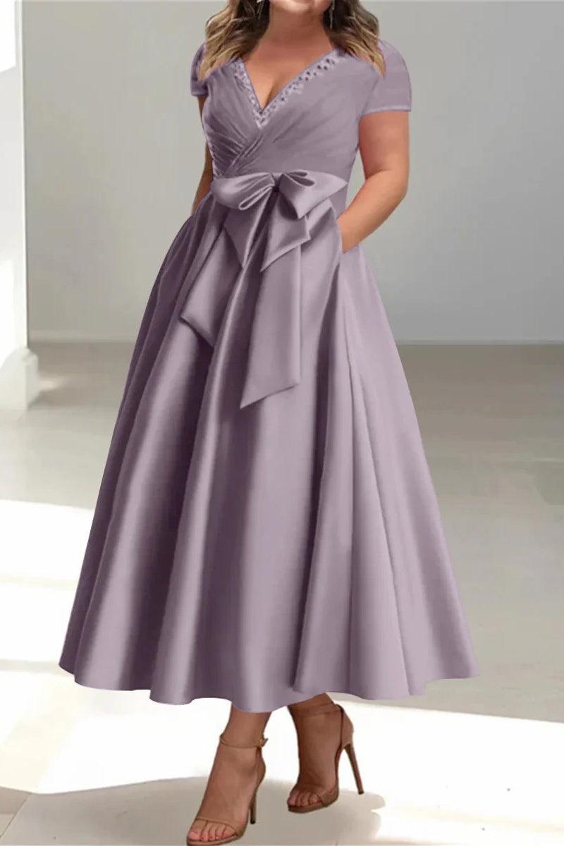 A Line V Neck Mother of the Bride Dresses with Pockets CM0350 - COCOMELODY