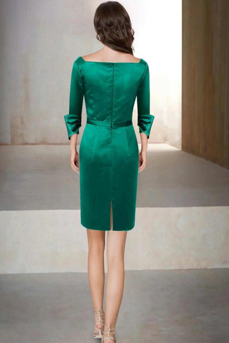 Sheath Column V Neck 3/4 Sleeves Knee Length Mother Dresses CM0353 - COCOMELODY