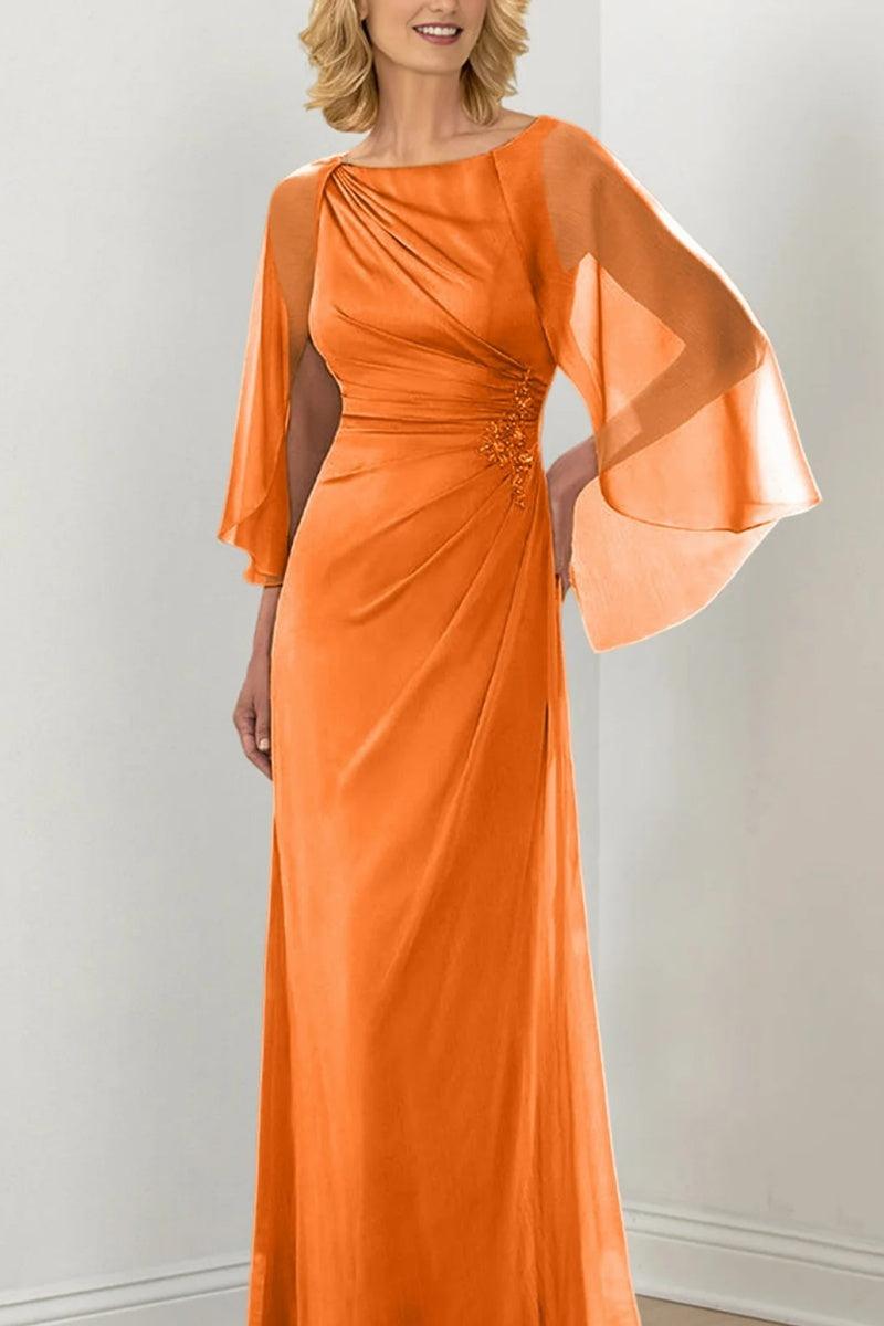 Sheath Column Round Neck Ruched Mother Dresses CM0361 - COCOMELODY