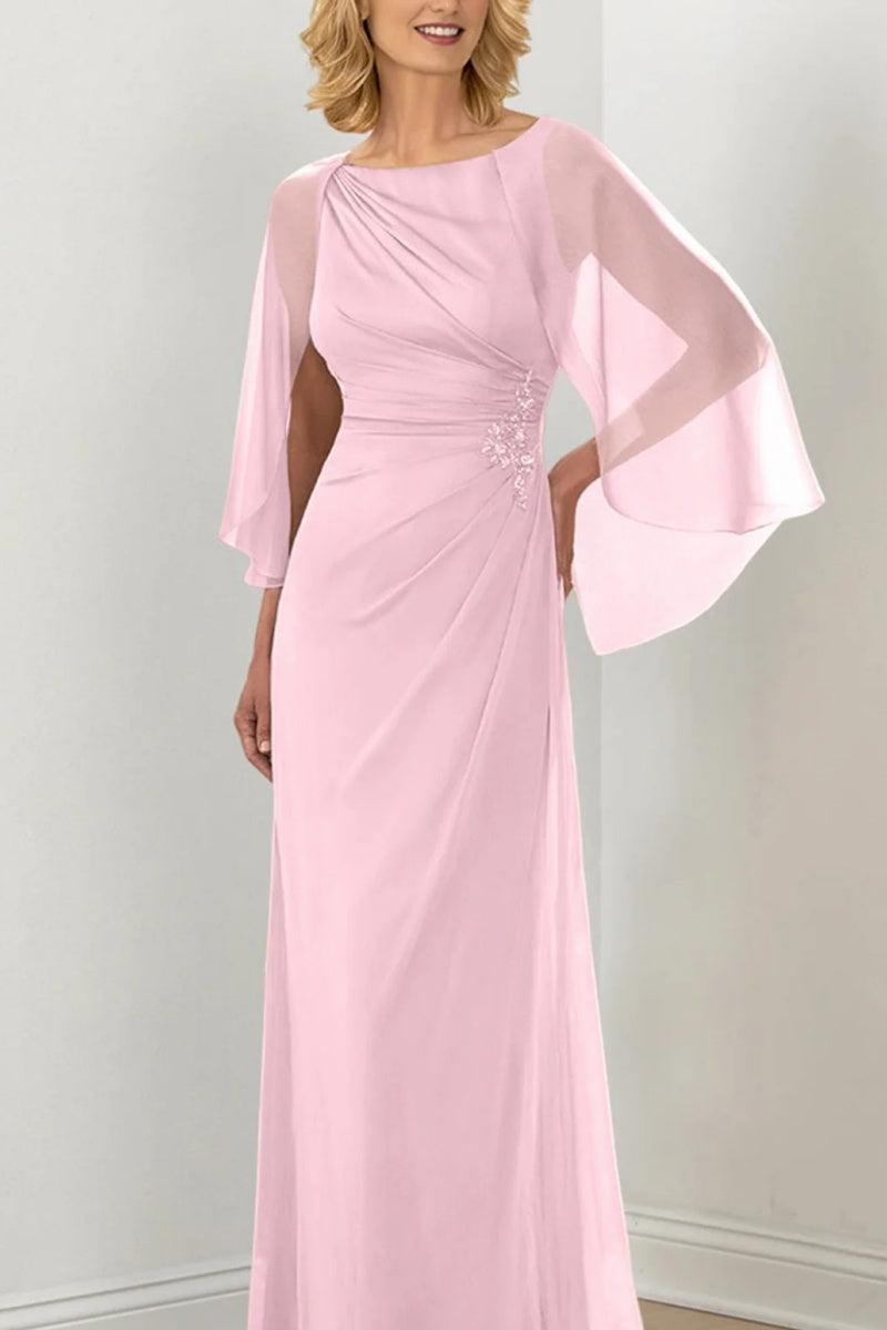 Sheath Column Round Neck Ruched Mother Dresses CM0361 - COCOMELODY