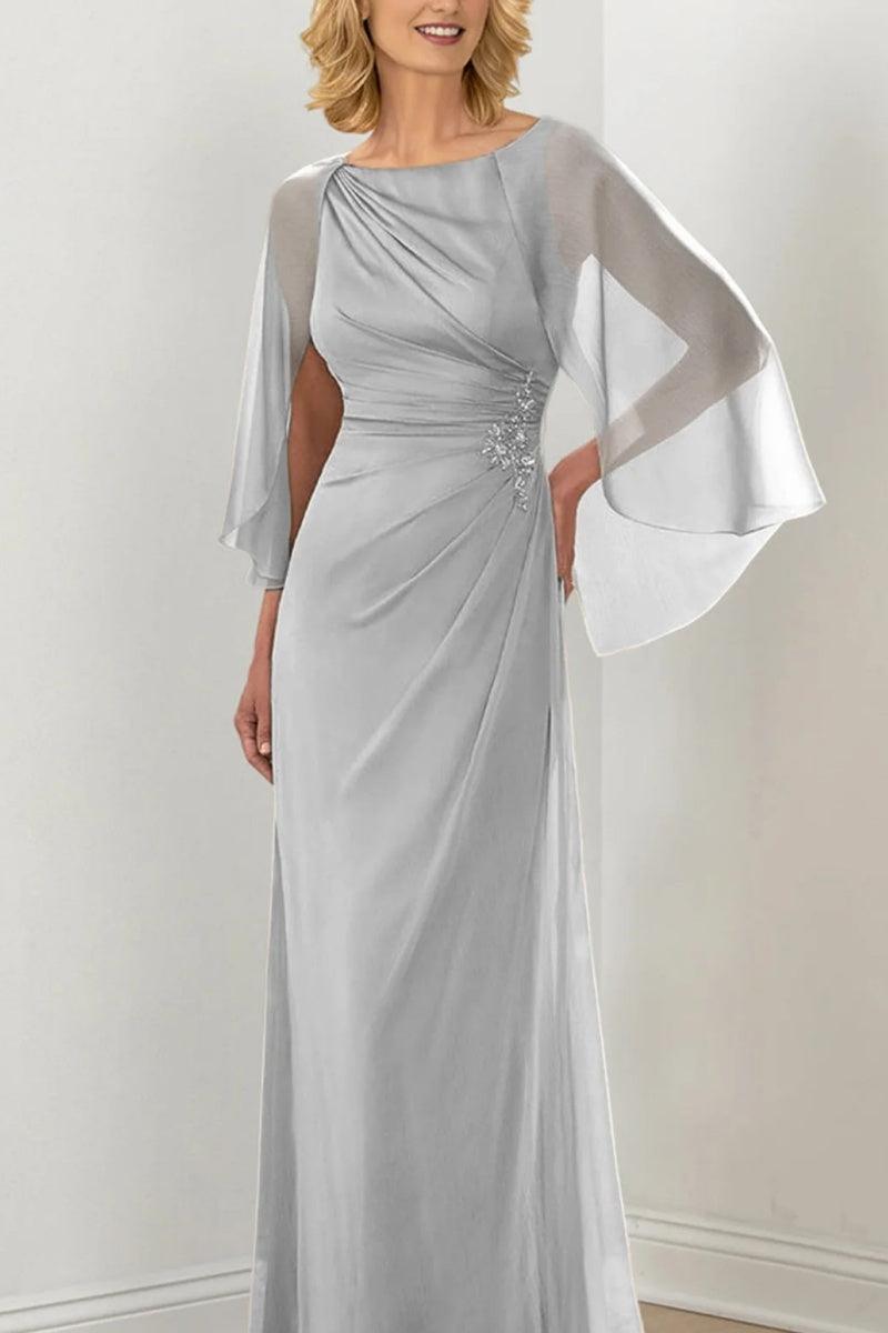 Sheath Column Round Neck Ruched Mother Dresses CM0361 - COCOMELODY