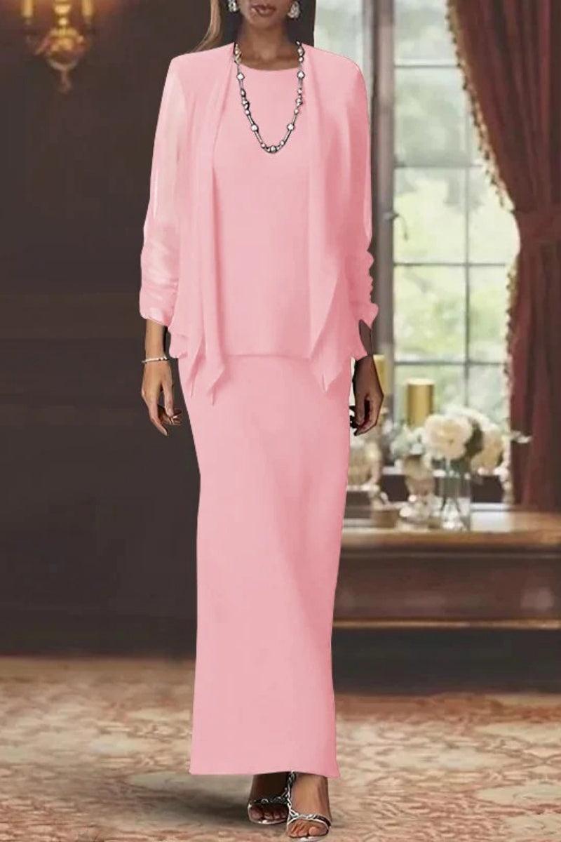 Sheath Scoop Neck Long Sleeves Floor Length Mother Dresses CM0365 - COCOMELODY