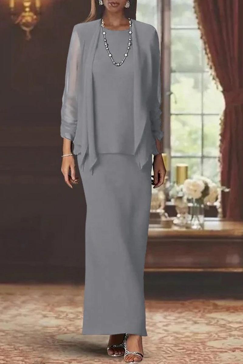 Sheath Scoop Neck Long Sleeves Floor Length Mother Dresses CM0365 - COCOMELODY