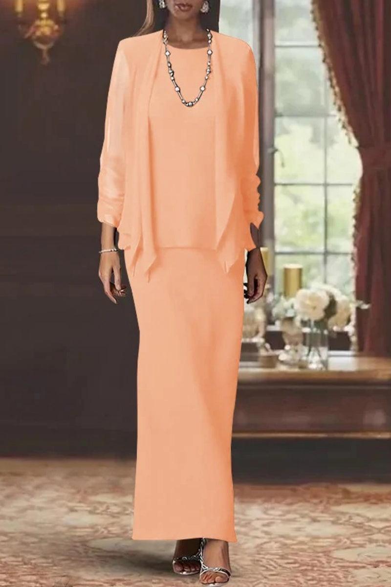 Sheath Scoop Neck Long Sleeves Floor Length Mother Dresses CM0365 - COCOMELODY