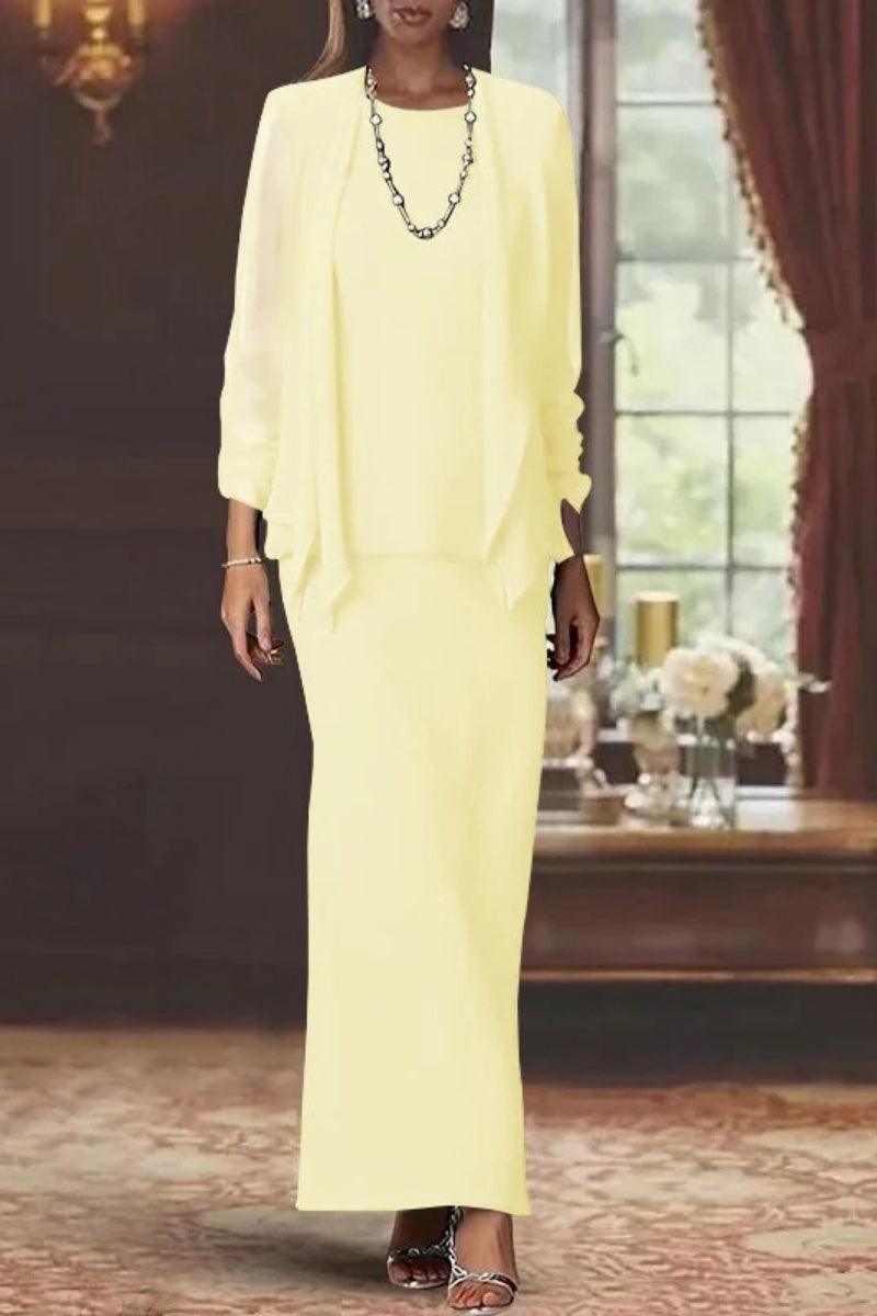 Sheath Scoop Neck Long Sleeves Floor Length Mother Dresses CM0365 - COCOMELODY