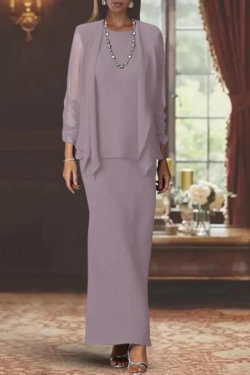 Sheath Scoop Neck Long Sleeves Floor Length Mother Dresses CM0365 - COCOMELODY
