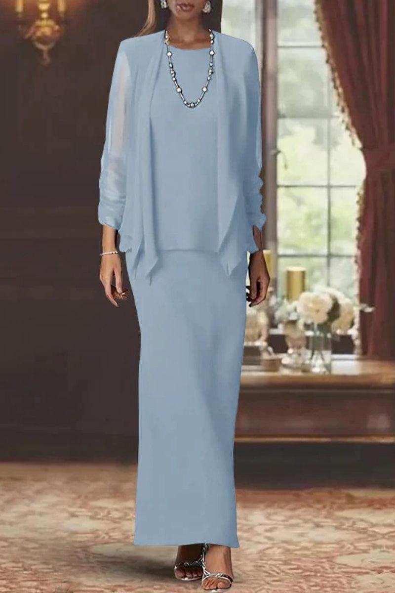 Sheath Scoop Neck Long Sleeves Floor Length Mother Dresses CM0365 - COCOMELODY