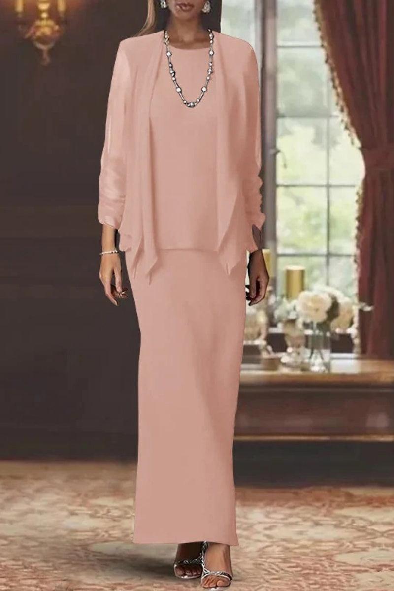 Sheath Scoop Neck Long Sleeves Floor Length Mother Dresses CM0365 - COCOMELODY