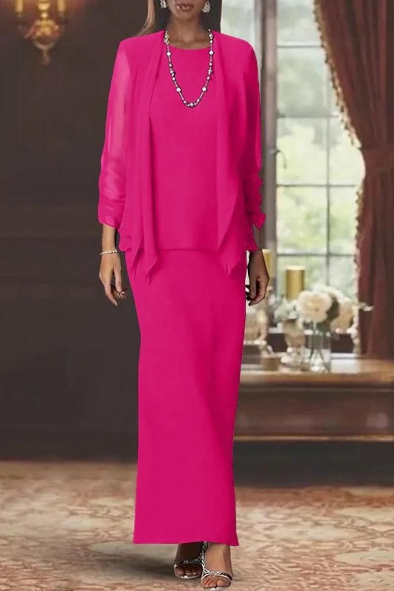 Sheath Scoop Neck Long Sleeves Floor Length Mother Dresses CM0365 - COCOMELODY