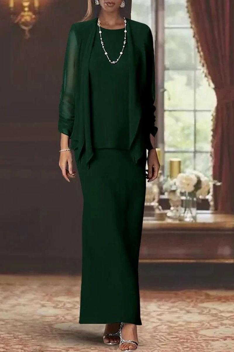 Sheath Scoop Neck Long Sleeves Floor Length Mother Dresses CM0365 - COCOMELODY