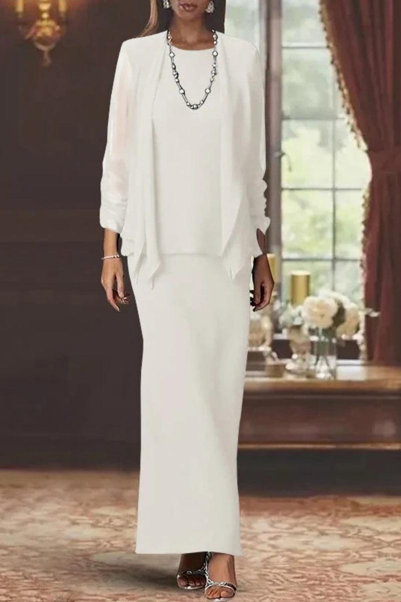 Sheath Scoop Neck Long Sleeves Floor Length Mother Dresses CM0365 - COCOMELODY