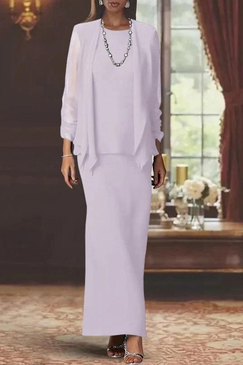 Sheath Scoop Neck Long Sleeves Floor Length Mother Dresses CM0365 - COCOMELODY