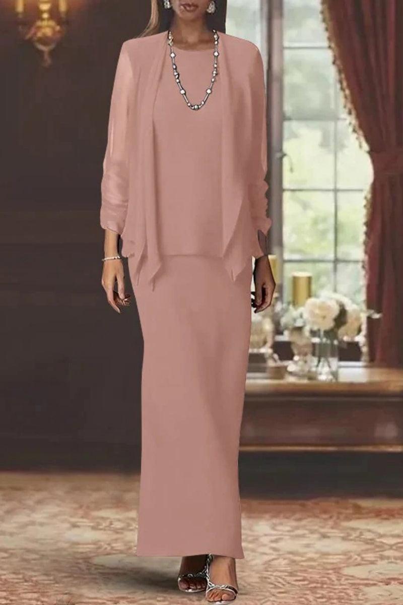 Sheath Scoop Neck Long Sleeves Floor Length Mother Dresses CM0365 - COCOMELODY