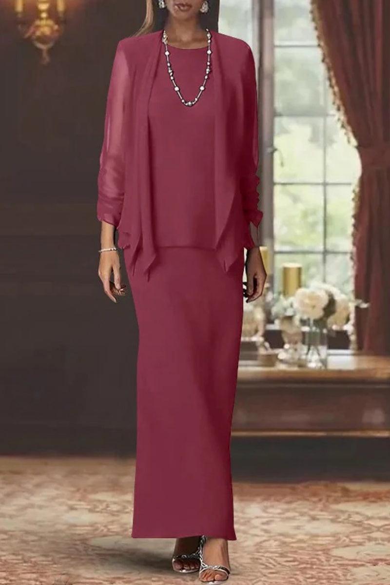 Sheath Scoop Neck Long Sleeves Floor Length Mother Dresses CM0365 - COCOMELODY