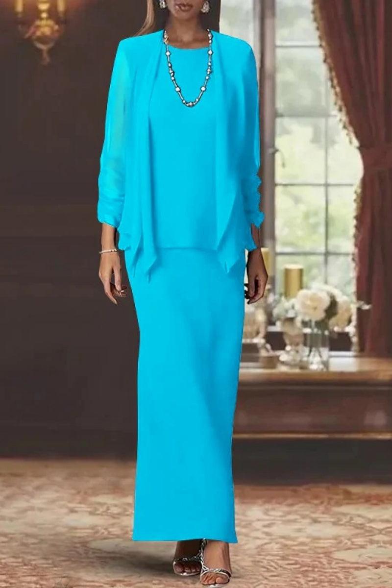 Sheath Scoop Neck Long Sleeves Floor Length Mother Dresses CM0365 - COCOMELODY