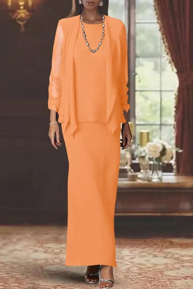 Sheath Scoop Neck Long Sleeves Floor Length Mother Dresses CM0365 - COCOMELODY