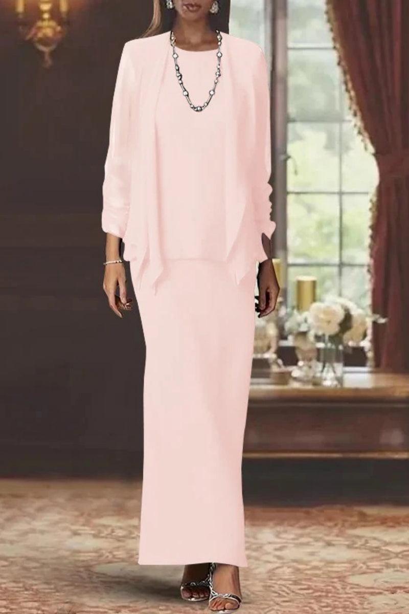 Sheath Scoop Neck Long Sleeves Floor Length Mother Dresses CM0365 - COCOMELODY