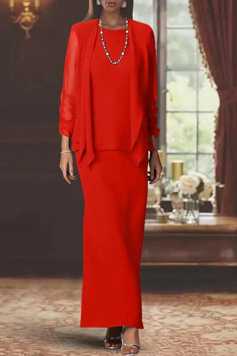Sheath Scoop Neck Long Sleeves Floor Length Mother Dresses CM0365 - COCOMELODY