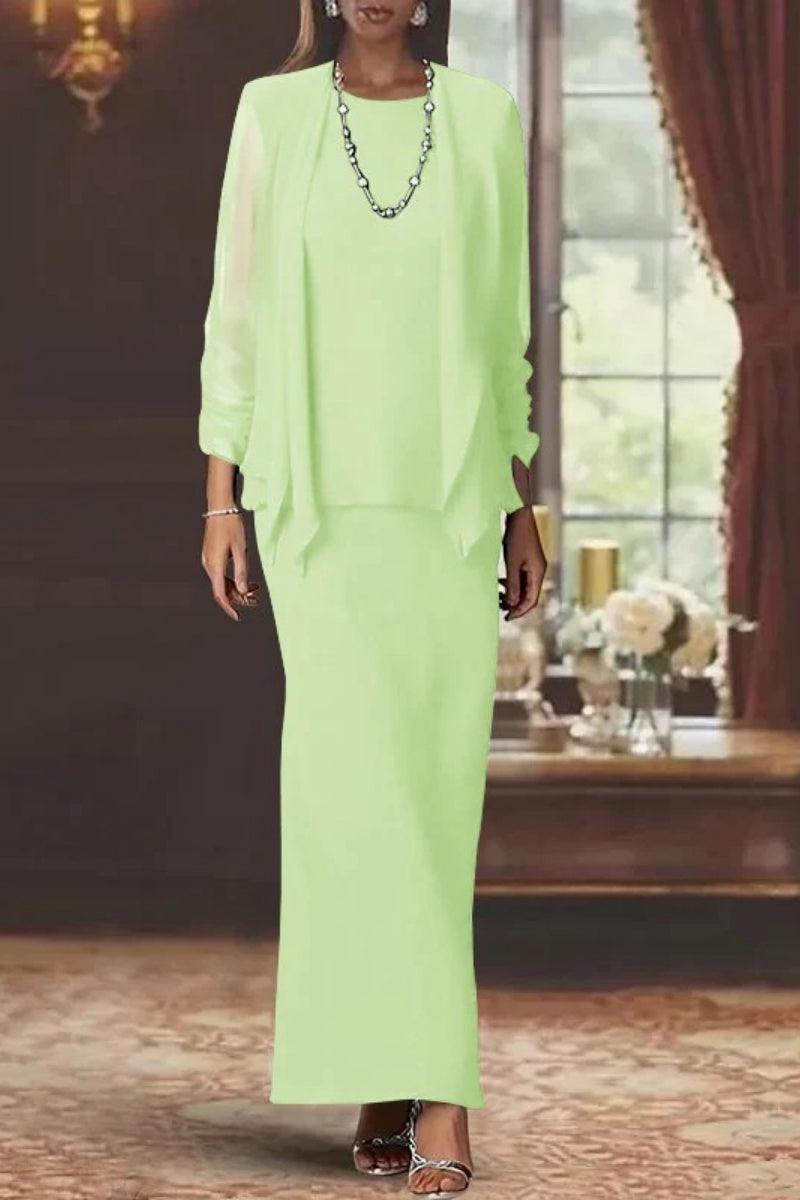 Sheath Scoop Neck Long Sleeves Floor Length Mother Dresses CM0365 - COCOMELODY