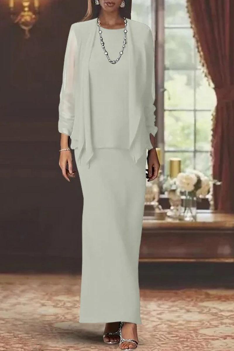 Sheath Scoop Neck Long Sleeves Floor Length Mother Dresses CM0365 - COCOMELODY