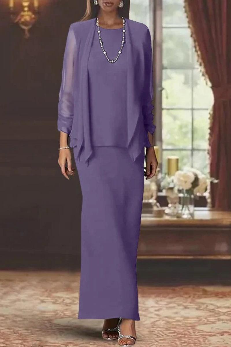 Sheath Scoop Neck Long Sleeves Floor Length Mother Dresses CM0365 - COCOMELODY