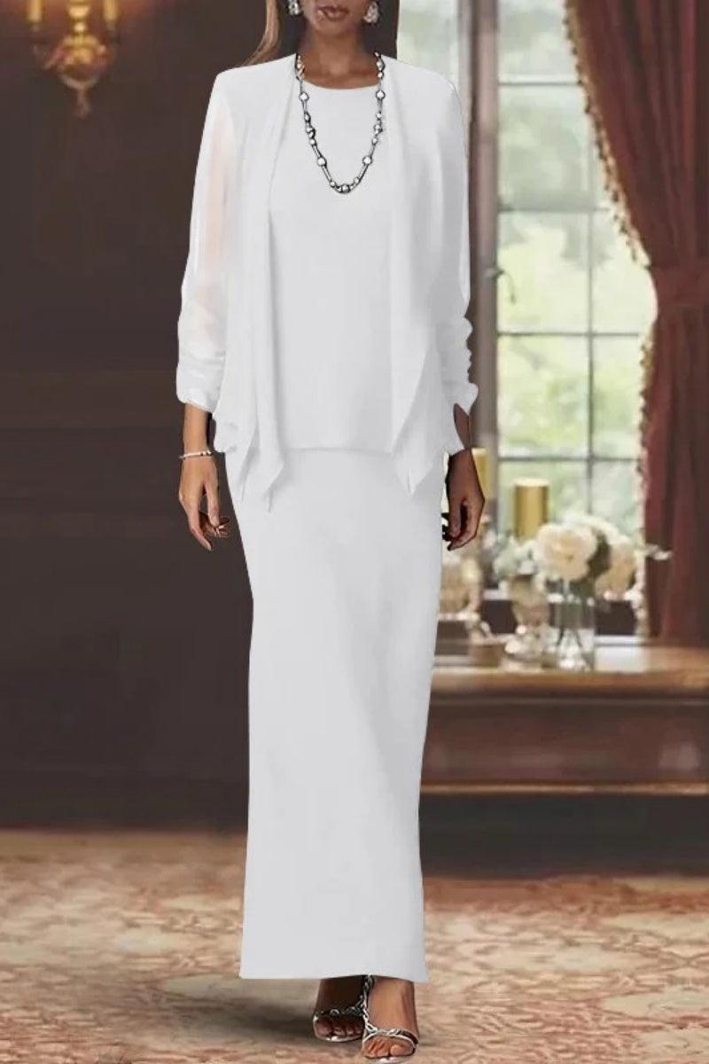 Sheath Scoop Neck Long Sleeves Floor Length Mother Dresses CM0365 - COCOMELODY