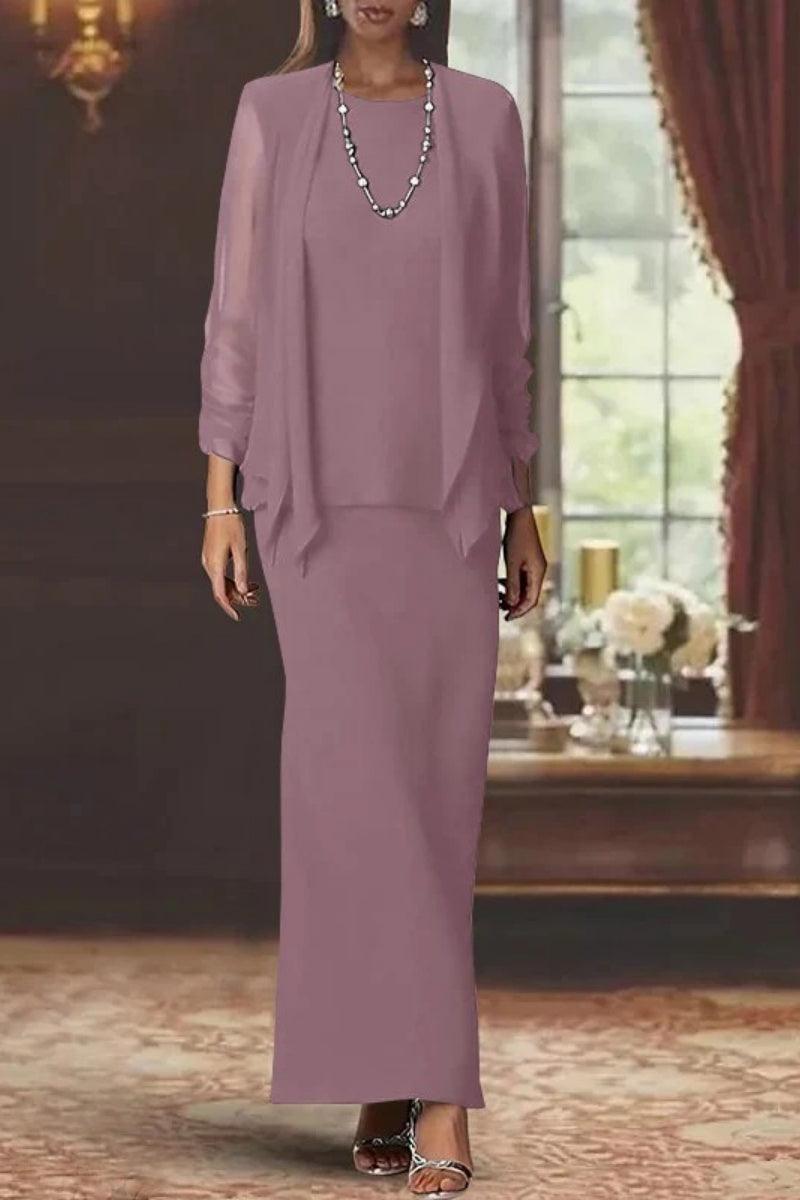 Sheath Scoop Neck Long Sleeves Floor Length Mother Dresses CM0365 - COCOMELODY