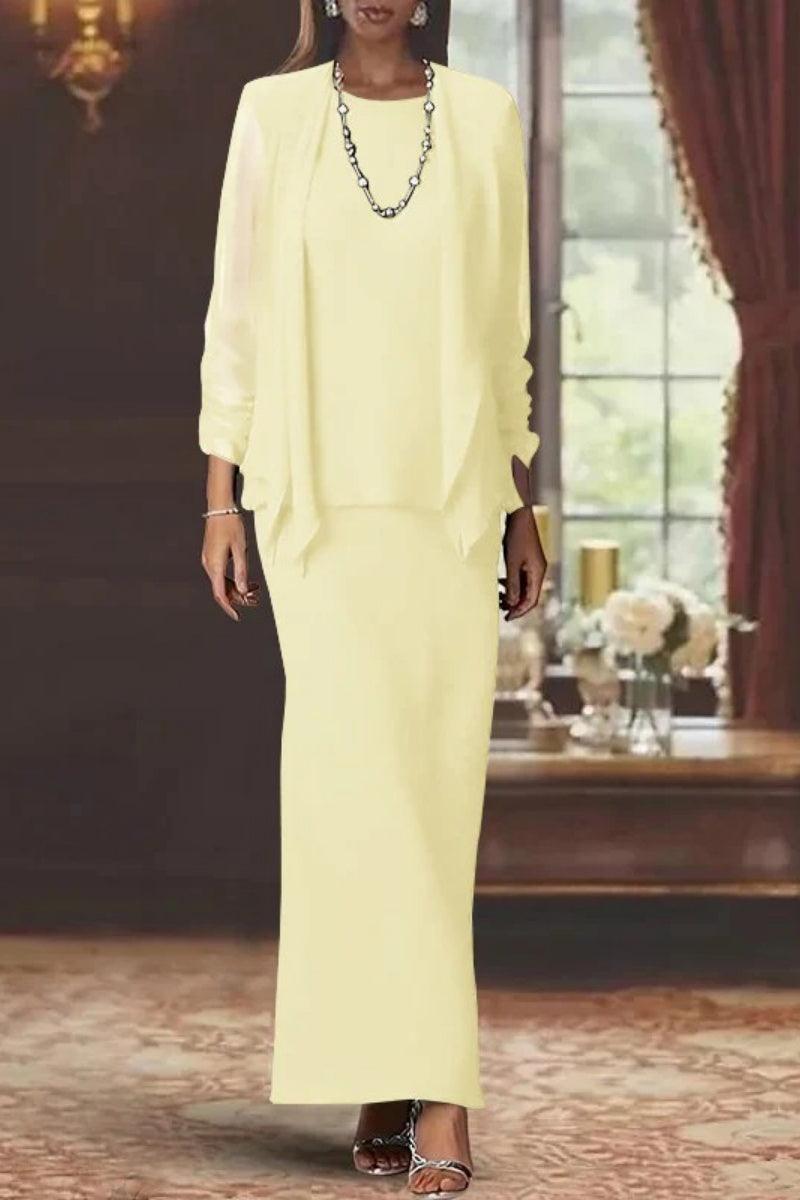 Sheath Scoop Neck Long Sleeves Floor Length Mother Dresses CM0365 - COCOMELODY