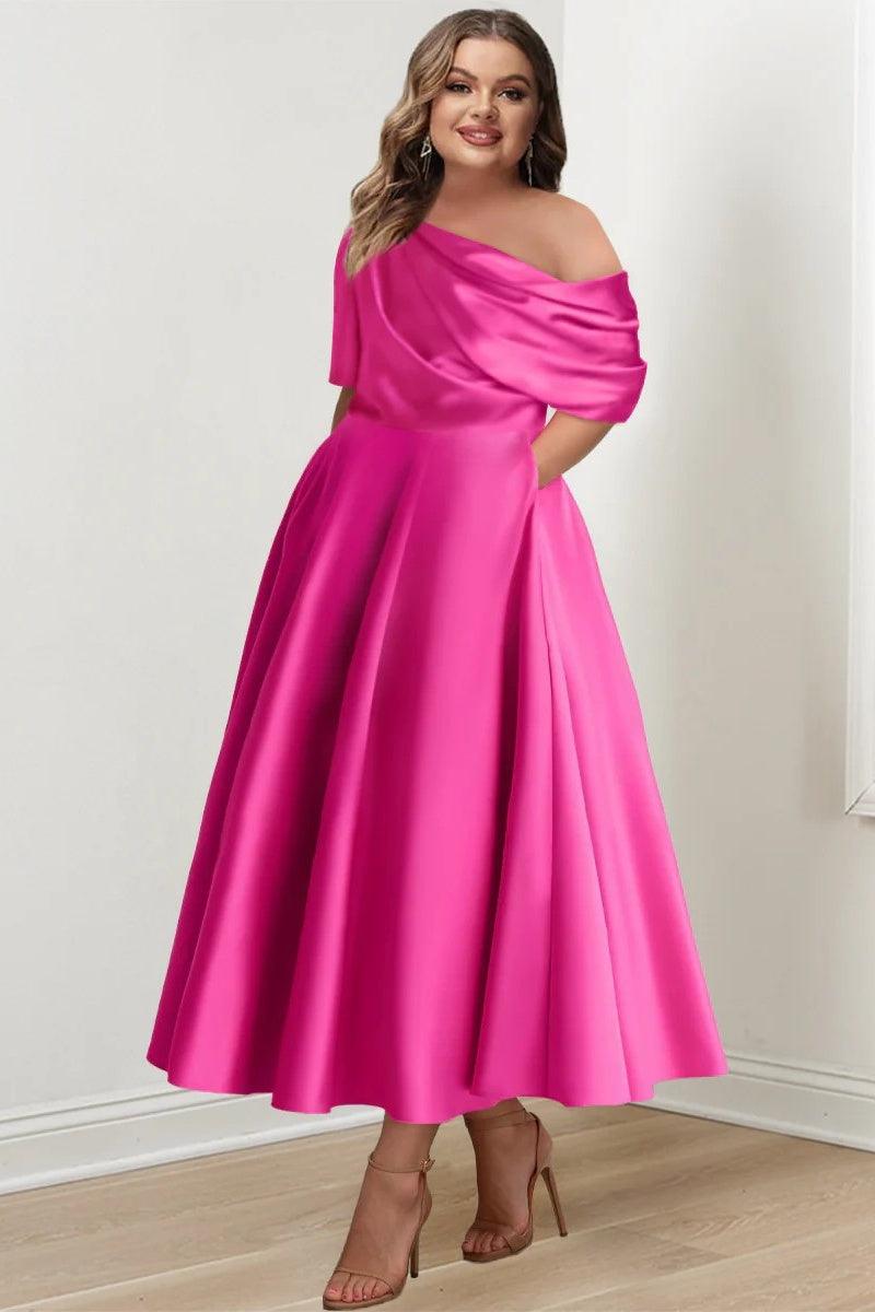 A Line One shoulder Half Sleeve Ankle Length Mother Dresses CM0366