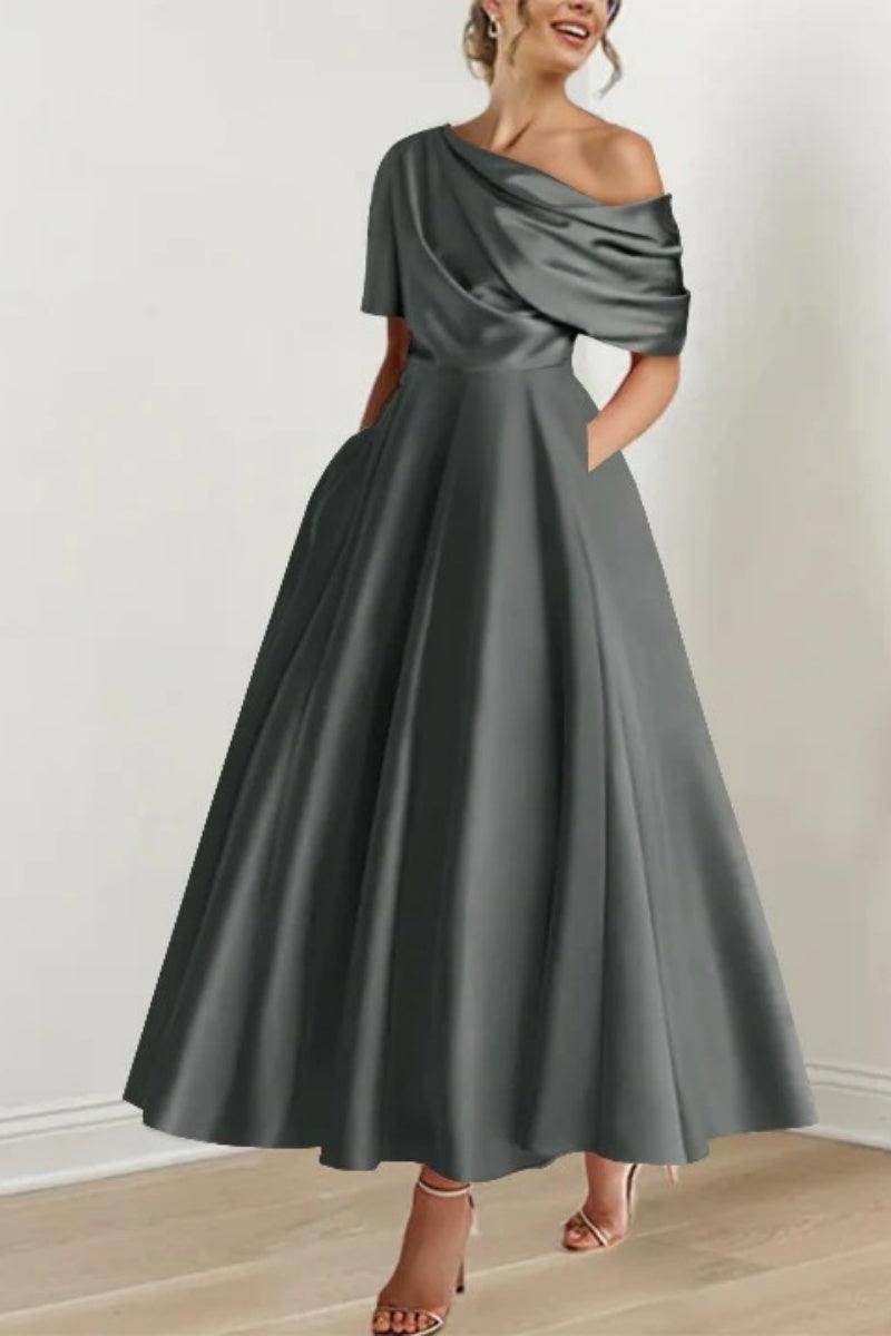 Mother of the Bride Dresses A Line Ankle Length Satin One Shoulder Formal Gown COCOMELODY CM0366, M-Taupe Mother of the Bride Dresses A Line Ankle Length Satin One Shoulder Formal Gown COCOMELODY CM0366, M-Taupe