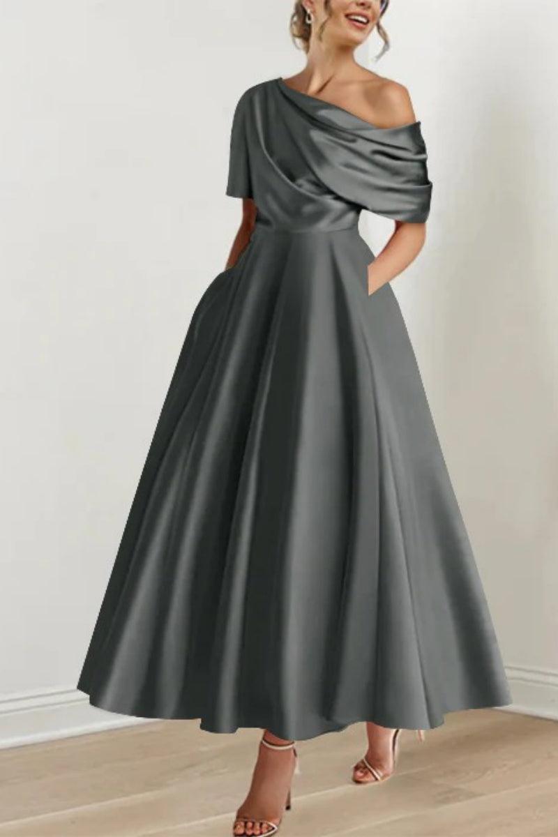 A Line One shoulder Half Sleeve Ankle Length Mother Dresses CM0366 - COCOMELODY