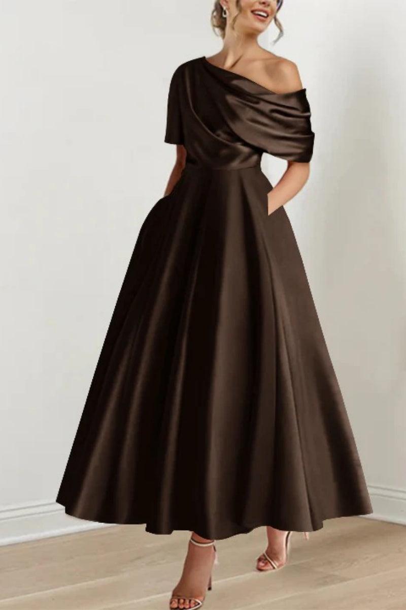 A Line One shoulder Half Sleeve Ankle Length Mother Dresses CM0366 - COCOMELODY