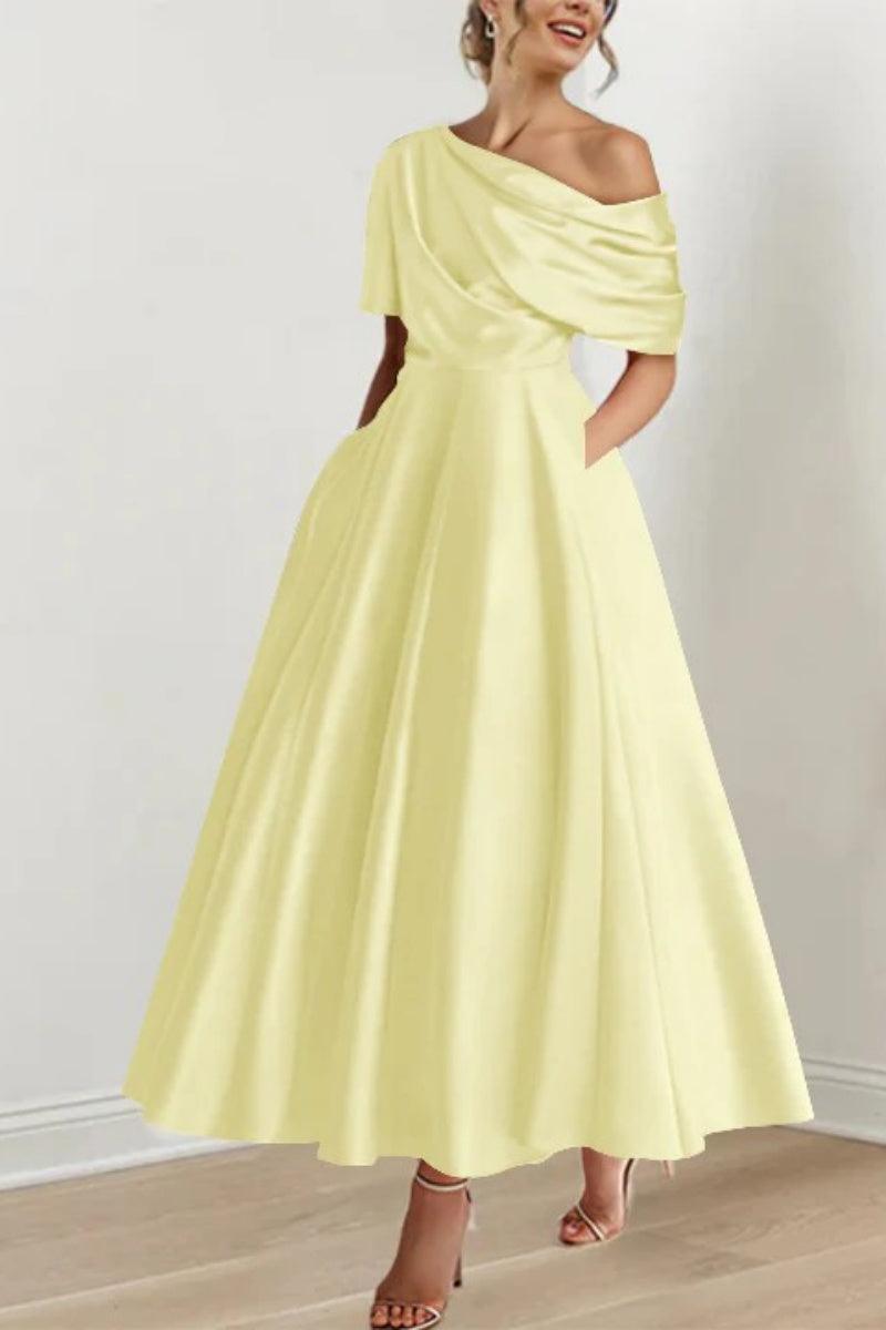 A Line One shoulder Half Sleeve Ankle Length Mother Dresses CM0366