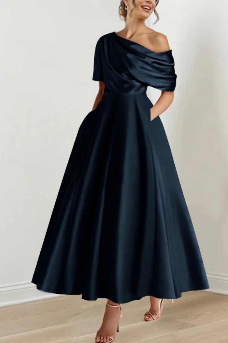 A Line One shoulder Half Sleeve Ankle Length Mother Dresses CM0366 - COCOMELODY