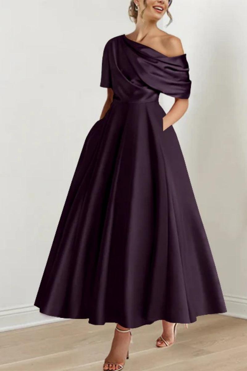 A Line One shoulder Half Sleeve Ankle Length Mother Dresses CM0366 - COCOMELODY